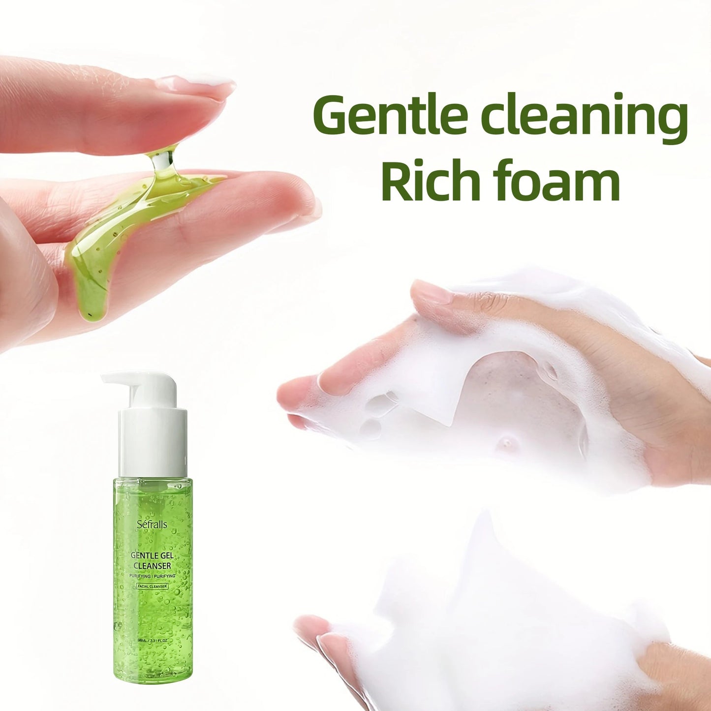 Séfralls Aloe Cleansing Gel Cleansing 98ml*3pcs Soothing And Purifying Cleansing Gel Oil Control High-Tolerance Cleanser luvshop24