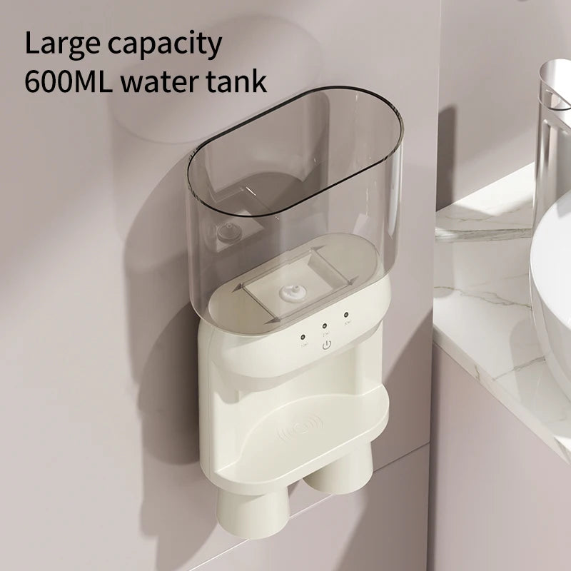 1Pcs Mouthwash Container, Automatic Sensor Mouthwash Machine, No Punching Smart Oral Cleaning, Wall-Mounted Mouthwash Rack, USB Charging with 2 Mouthwash Cups luvshop24