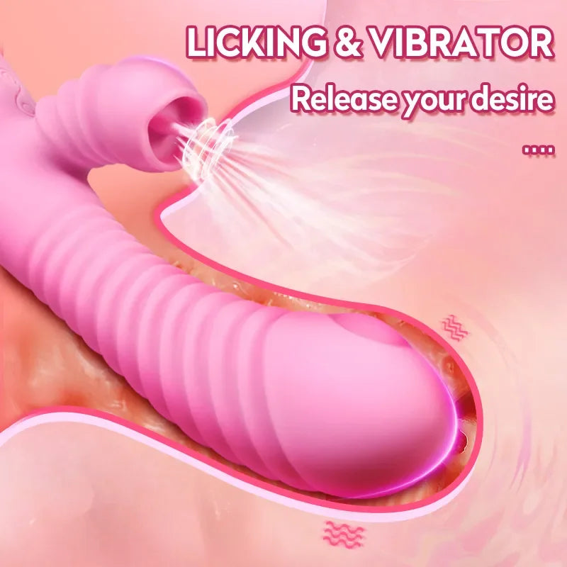 Vibrator For Women 2 In 1 Licking Machine Clitoris Stimulator G-Spot Powerful Vibro Dildo Wand Female Clit Sucker Adult Sex Toys luvshop24