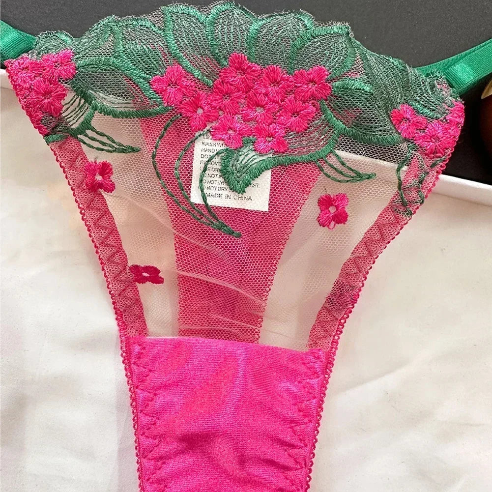 Floral Sexy Lingerie Lace Eroticу Bralette + Briefs Set Transparent Women's Underwear Embroidery Erotic Beautiful Bra And Panty luvshop24
