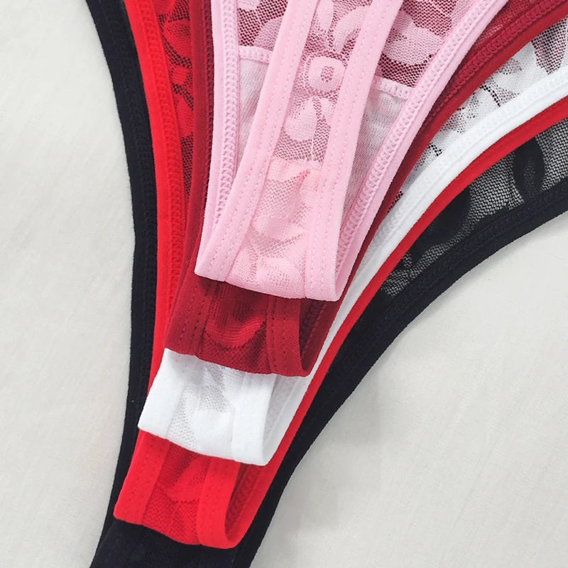 5pcs/pack Low Rise Sexy Lace Women G-string Solid Elegant Floral Panties Sexy Lingerie Comfortable Lady Thongs New Underwear luvshop24