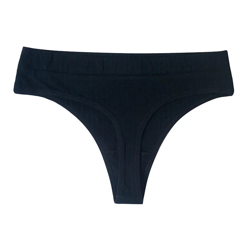 3pcs Cotton Women's Thong Panties Breathable Low Waist Seamless Underwear Sexy Female Lady Comfortable Solid Color G-String luvshop24