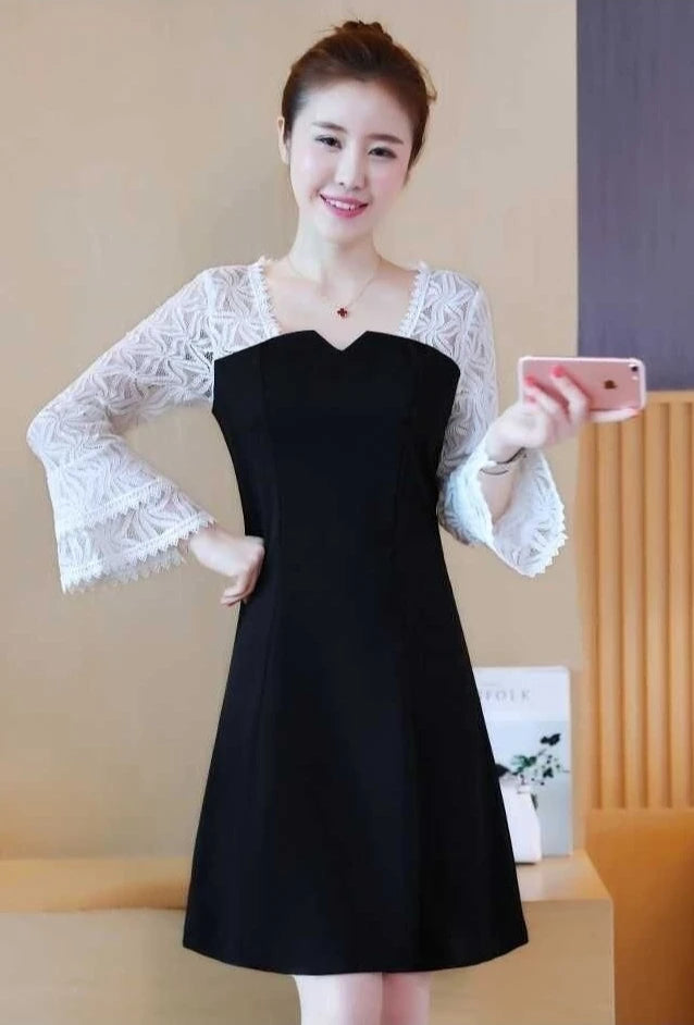 Lace Female Dress Loose Chic and Elegant Pretty One-piece Spring Autumn 2025 Kpop Sensual Sexy Women's Long Sleeve Dresses Midi luvshop24