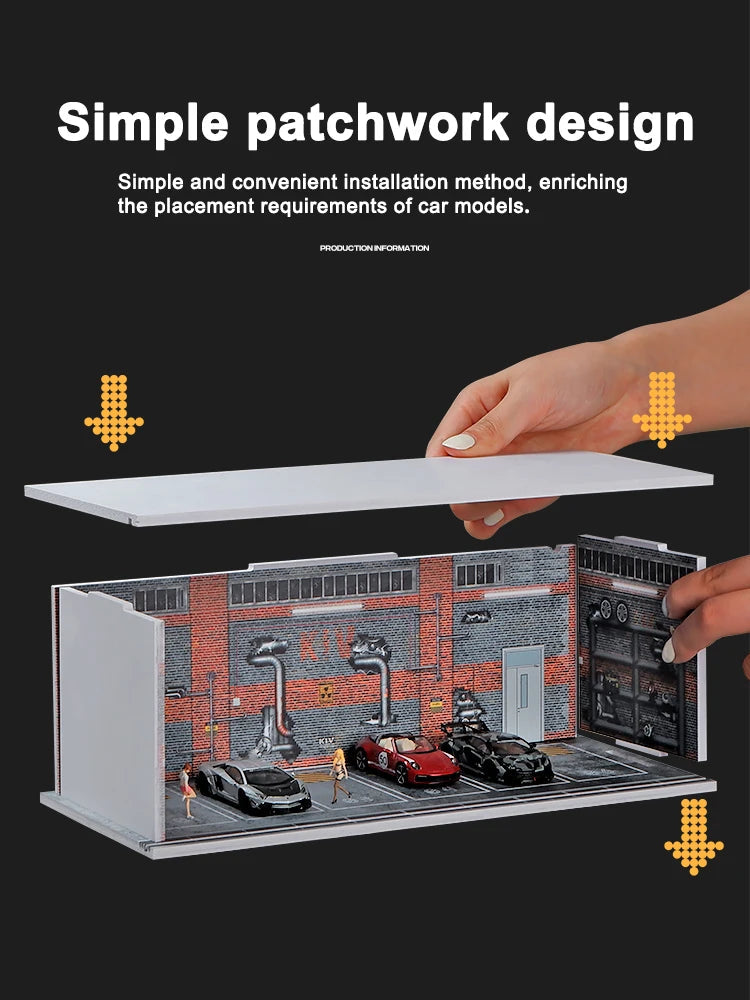 1/64 Garage scene Model Scene with Light Version Simulation Model Scene Decoration Collect (Excluding dolls and car models) luvshop24