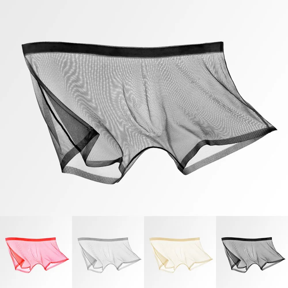 Transparent Boxers for Men See Through Male Underpants Sexy Low Waist Panties Lingerie Intimates luvshop24