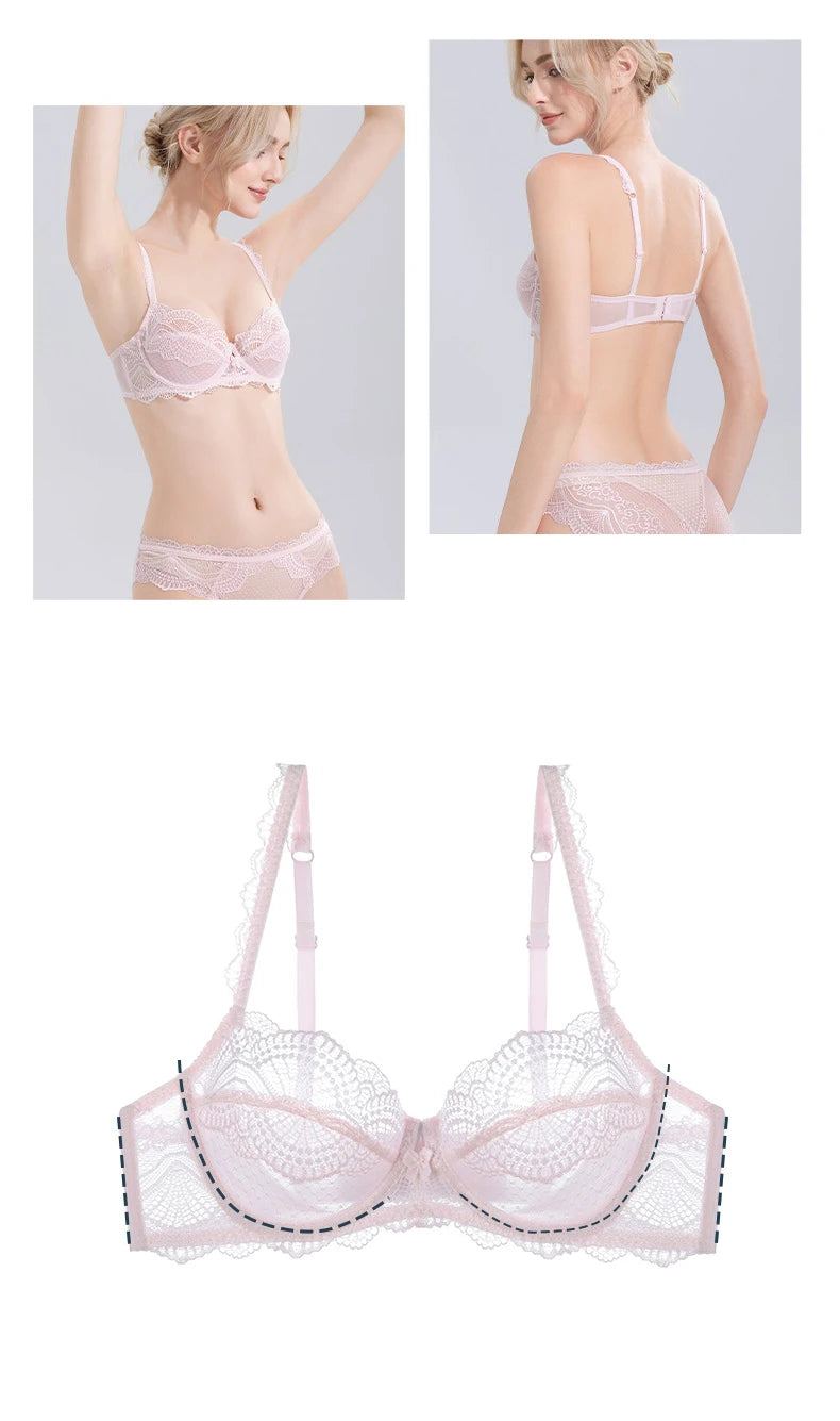 Logirlve Sexy Ultra-thin Lingerie Bra Panties Sets Transparent Brassiere Underwear Set Plus Size Women Lingerie Set Lace Bras luvshop24