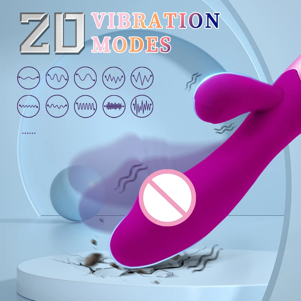 Rechargeable Dildo Rabbit Vibrator Dual Vibration G Spot Vagina Massager AV Stick Clitoris Sex Toys for Women Female Masturbator luvshop24
