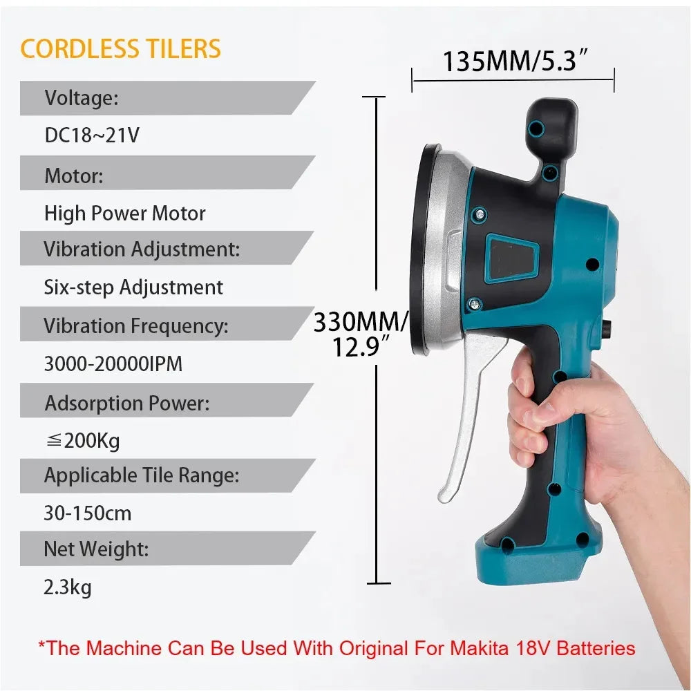 Gisam Tiler Vibrator Tiling Machine 6 Speed Tile Tiling Machine Automatic Tile Leveling Absorb Power Tool For Makita 18V Battery luvshop24