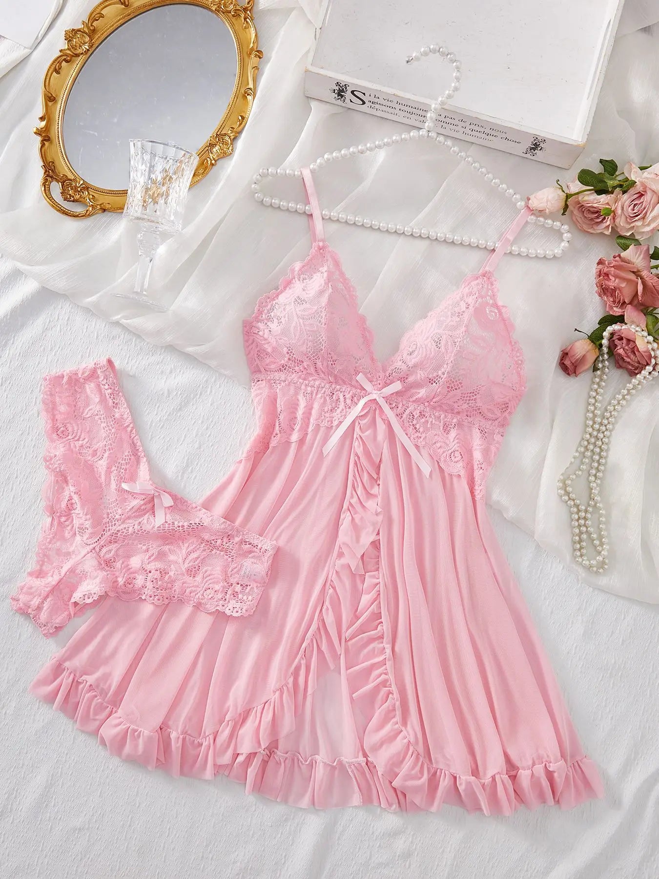 Women's Underwear Sexy Lingerie Set Erotic Bra Nightdress Sexy Lace Sleepwear Solid Slim Soft Dresses Erotic Sleepwear & Dresses luvshop24