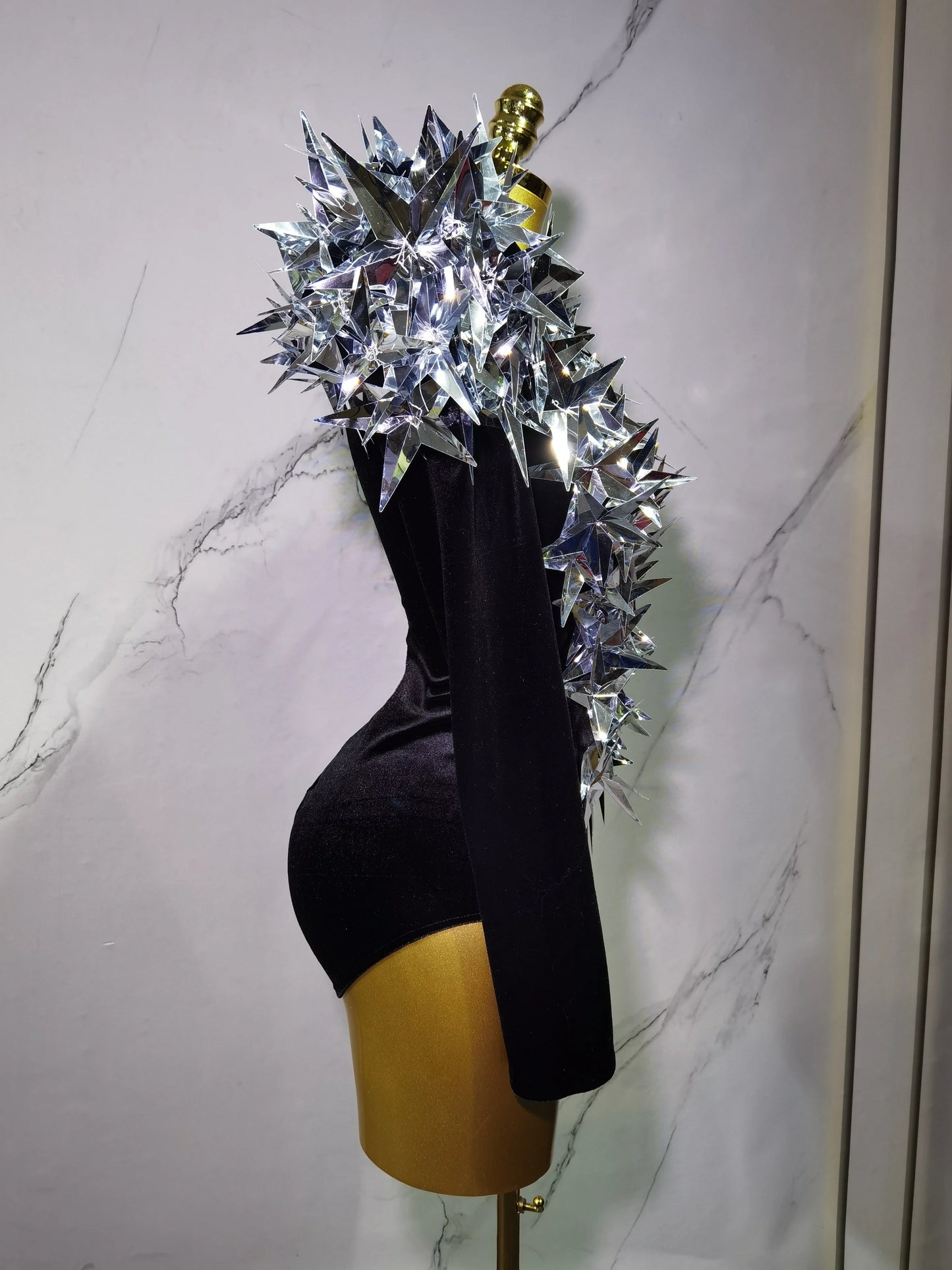2025 New Shiny Black Rhinestone Velvet Long Sleeve Bodysuit Women Evening Party Club Gala Hosts NightClub Bar Stage Costumes luvshop24