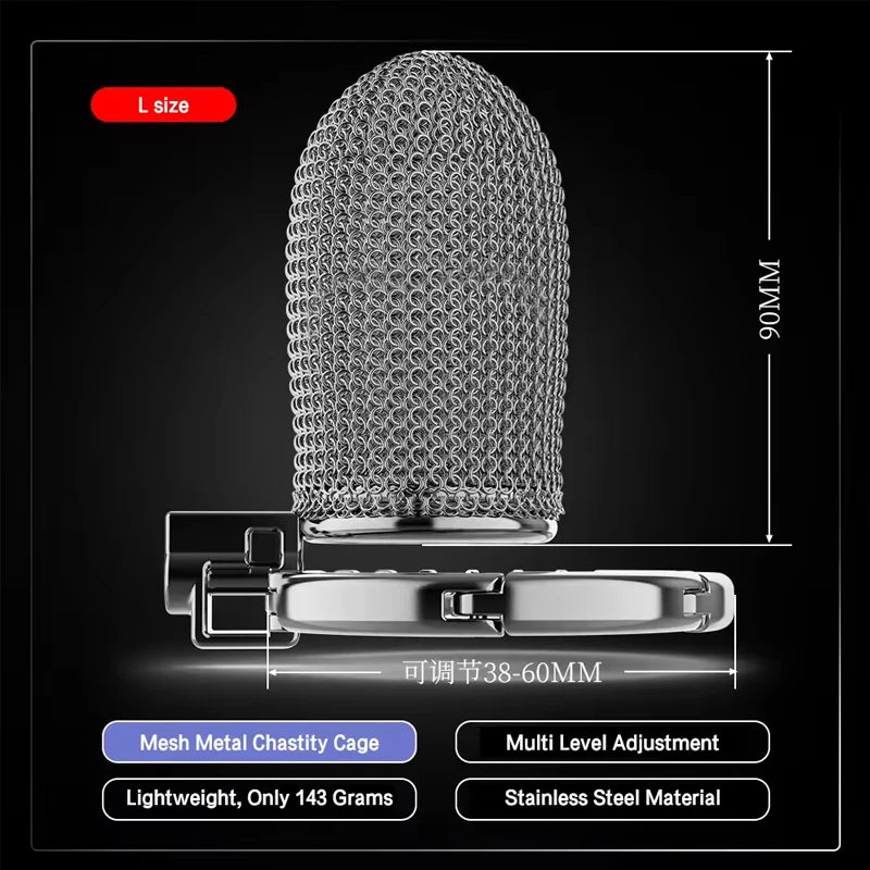 Male Metal Mesh Chastity Cage Sexy Adult Man Chastity Device Cock Cage Adjustable Penis Ring Chastity Lock BDSM Sex Toys For Men luvshop24
