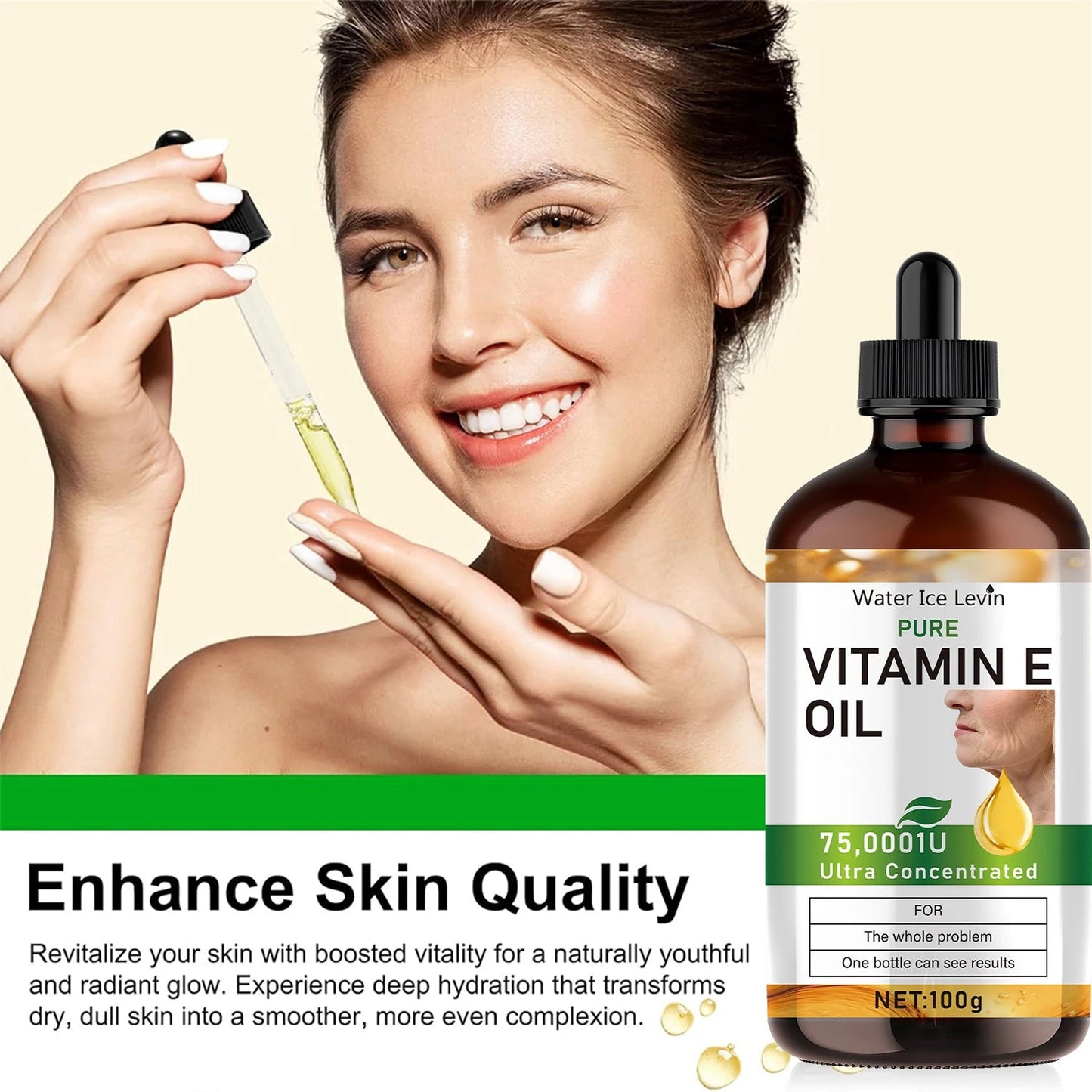 100ml Natural Vitamin E Essential Oil for Massage, Skin Care, Scraping, Shower, Face, Body, Nail, Hair, Eyelash Care Universal luvshop24