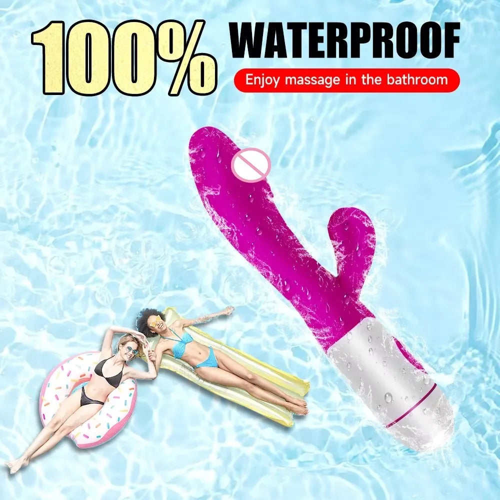 Rabbit Vibrator for Women Vagina G-Spot Nipple Clitoris Stimulator Thrusting Telescopic Rotating Dildo for Adult Sexy Toys 18+ luvshop24