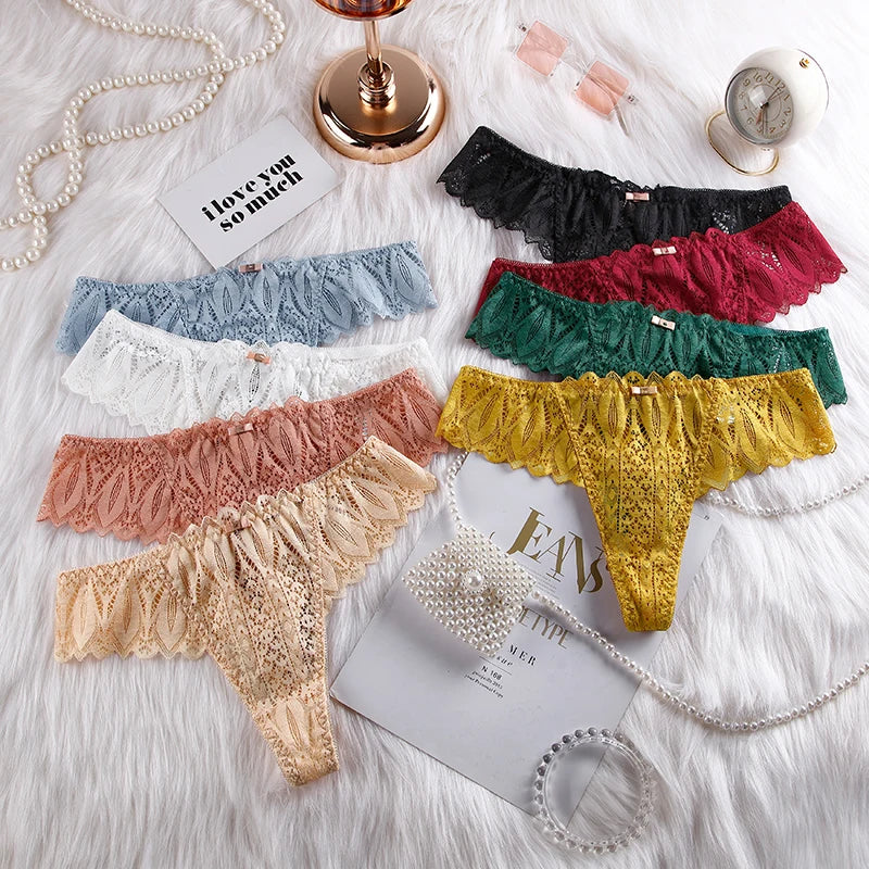 Hollow Out Lace Sexy Girls G String Panties Women Briefs Transparent Thong Thin Underwear Female Low Waist Lingerie Size S-XL luvshop24