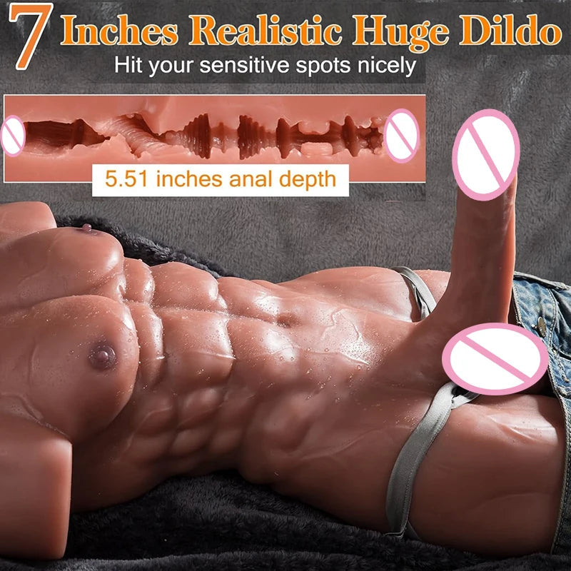 RENHEYUOU-16KG fierce male sex doll gay male TPE realistic large phallus with abs female masturbation Adult Torso sex dolls 18+ luvshop24