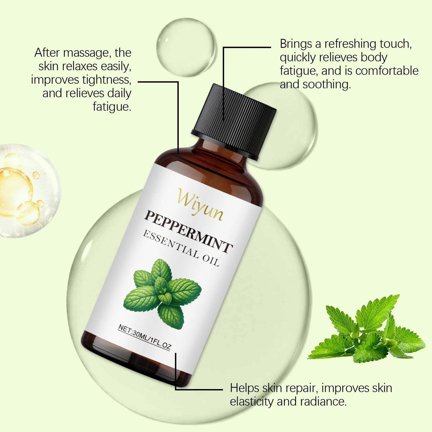Peppermint Body Massage Oil - Cooling Moisturizing Formula For Skin Care, Lightweight Fast-Absorbing Essential Oil Blend luvshop24