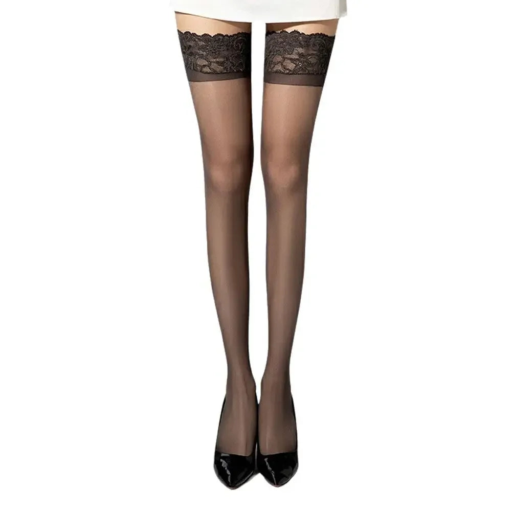 1Pair Summer Non Slip Lace Lace Silicone Stockings Ultra Thin Over The Knee Stockings Thigh Black Silk Tall Socks luvshop24