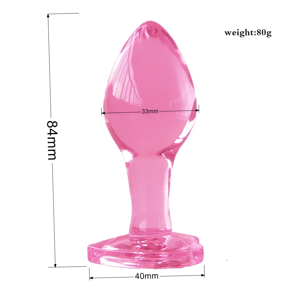Heart Gem Anal Plug Exquisite Pink Crystal Glass Adult Masturbation Products Prostate Massager Erotic Toys For Couple Lesbian luvshop24