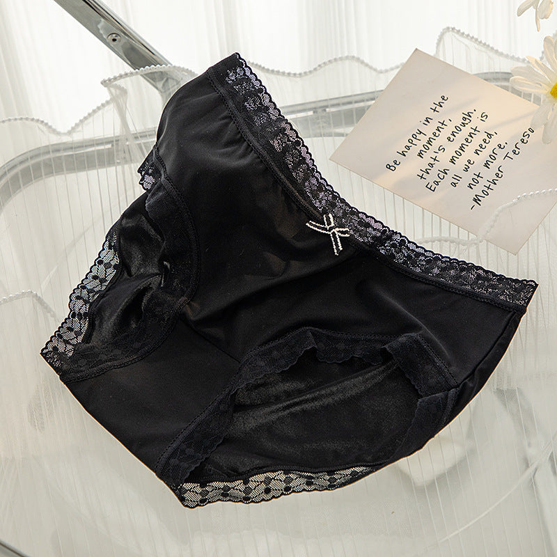 L-XL Women's Underwear Panty Sexy Lace Panties Girls' Fashion Ice Silk Briefs Middle Waist Seamless Underpants Female Lingerie luvshop24