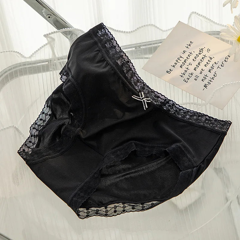 L-XL Women's Underwear Panty Sexy Lace Panties Girls' Fashion Ice Silk Briefs Middle Waist Seamless Underpants Female Lingerie luvshop24