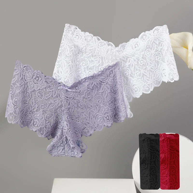 3Pcs Sexy Floral Lace Panties Women Briefs Low Waist Soft Lingerie Comfortable Female Underwear Girls Intimates Panties luvshop24