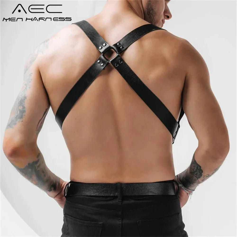 Fetish Gay Men Sexy PU Leather Harness Male Lingerie Adjustable Body Punk Style Belts BDSM Bondage Harajuku Garter For Adult luvshop24