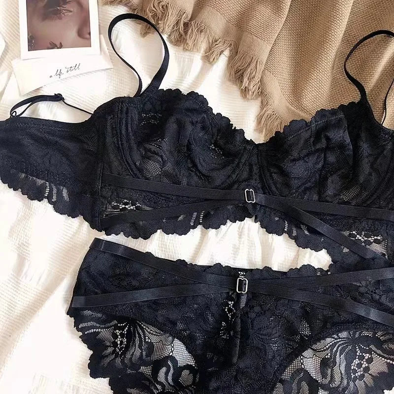 Logirlve Sexy Tоy For Women Bra Set Lingerie Push Up Brassiere Lace Embroidery Underwear Set Ultra-thin Cup Female Lingerie luvshop24
