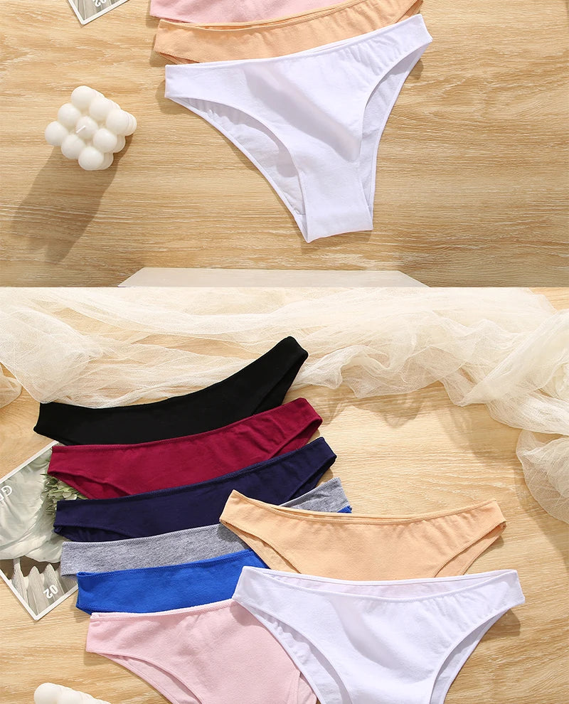 FINETOO 5PCS/Set M-XXL Panties Women Cotton Lingerie Woman Underwear Sexy Femme Underwear Girls Underpant Panty 7 Solid Colors luvshop24