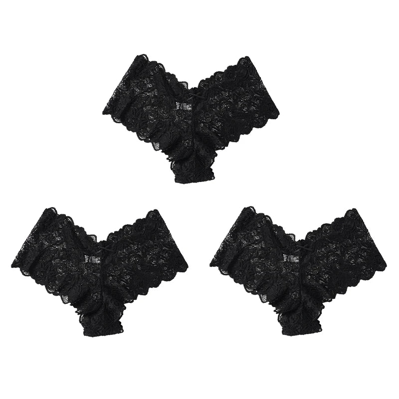 3Pcs Sexy Floral Lace Panties Women Briefs Low Waist Soft Lingerie Comfortable Female Underwear Girls Intimates Panties luvshop24