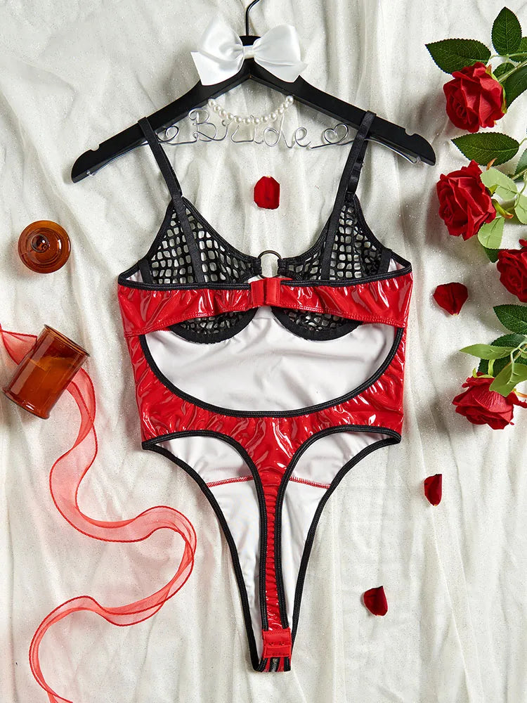 Metal Buckle Underwear Bodysuit Leather Motorcycle Sexy OnePiece Porn Bodycon Uncensored Women Lingerie Erotic Backless Jumpsuit luvshop24