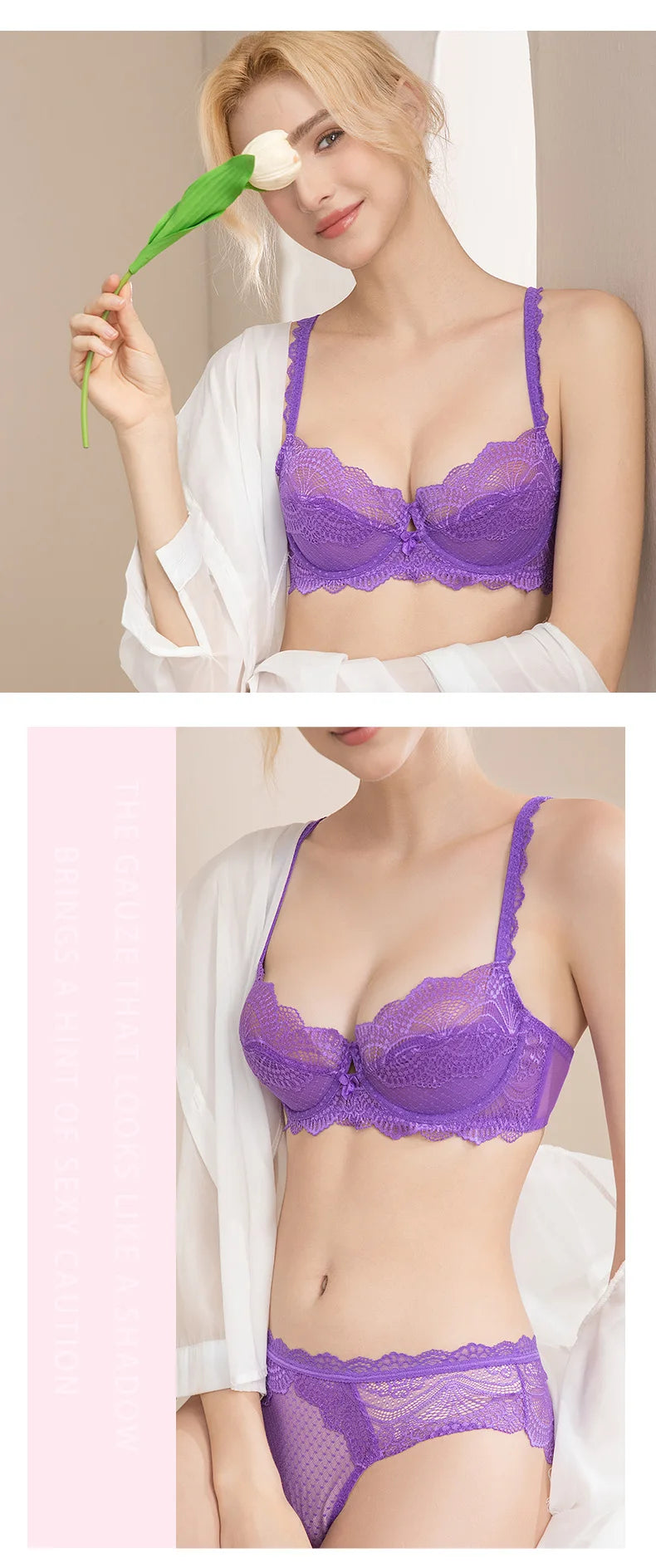 Logirlve Sexy Ultra-thin Lingerie Bra Panties Sets Transparent Brassiere Underwear Set Plus Size Women Lingerie Set Lace Bras luvshop24