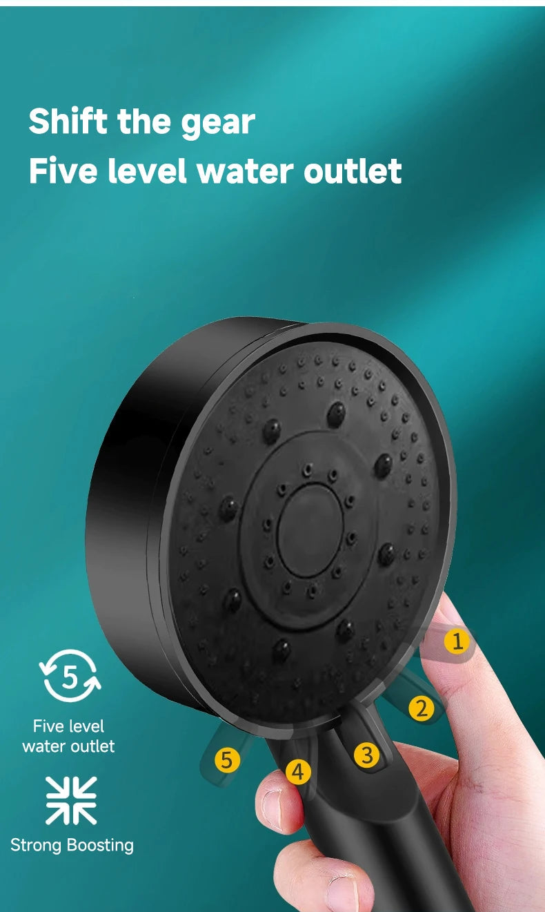 5 Modes Pressure Boost Shower Head Multifunction Adjustable Large Water Shower Nozzle Massage Bathroom Accessory luvshop24