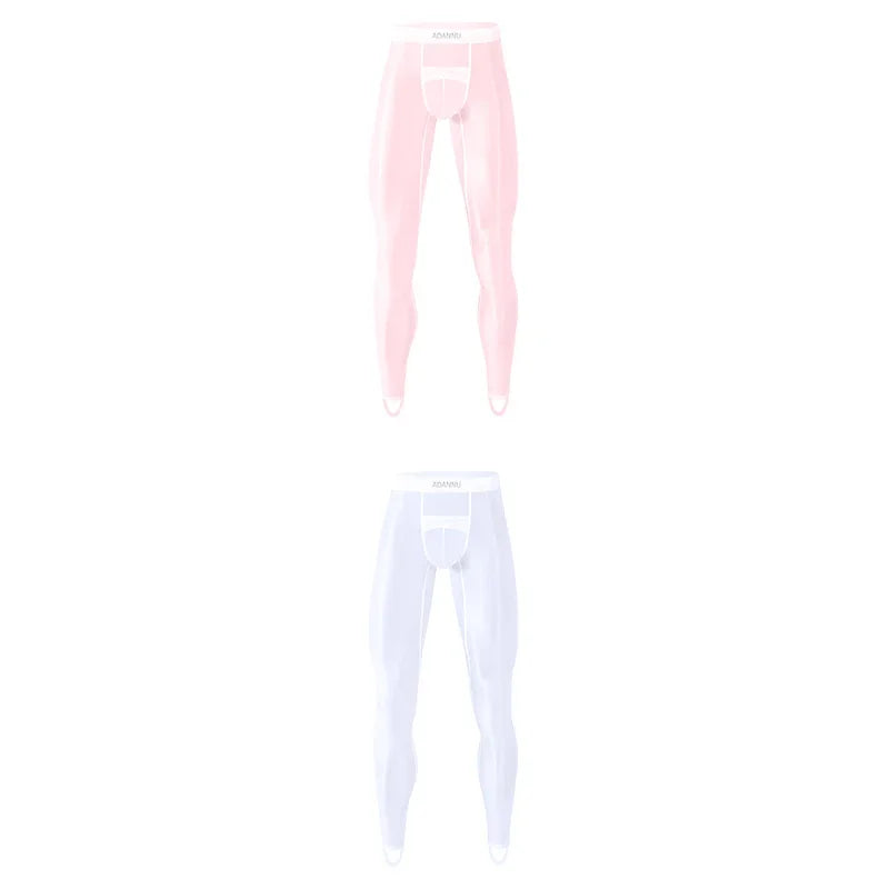 1/2/3PCS Men's Leggings Underwea Thin Sexy Transparent Ice Silk High Stretch Foot Anti Slip Pants Fitness Bottoms Pants AD776 luvshop24