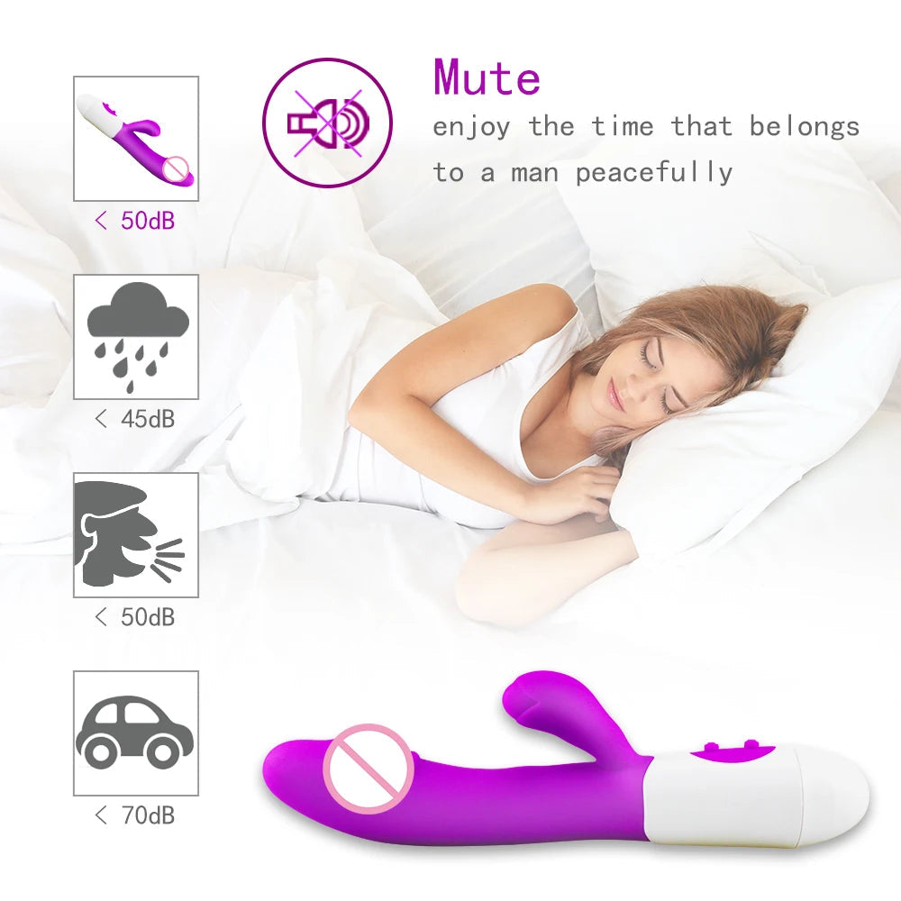Rechargeable Dildo Rabbit Vibrator Dual Vibration G Spot Vagina Massager AV Stick Clitoris Sex Toys for Women Female Masturbator luvshop24