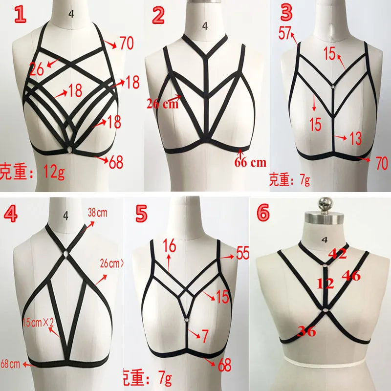 Womens Harness Bra Elastic Cage Bra Strappy Hollow Out Bra Bustier Fancy Erotic Lingerie Young Girls Erotic Sujetadores Sexys 속옷 luvshop24