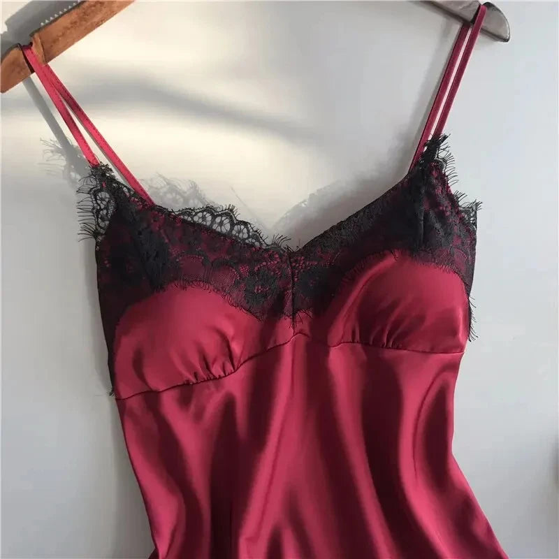 Women Pajama Suit Fashion V-Neck Stretch Satin Babydoll Lace Sexy Lingerie Bowknot Pyjamas Sleep Shorts Set Sleepwear New luvshop24