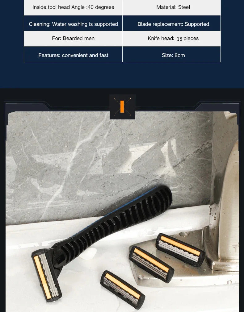 Shaver Brand New Design Men Razor Shaving Three Layer Shaver Reusable Razor Imported Blade Multi Tool Head Change luvshop24