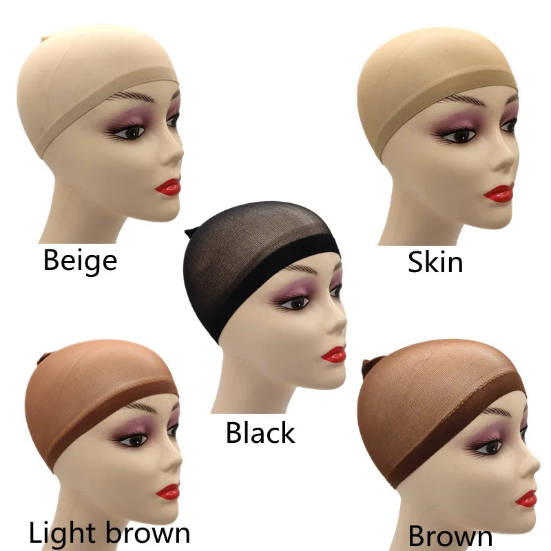2pcs/Bag Top Stocking Wig Cap Hair Net For Weave Hair Wig Nets Black Brown Stretch Mesh Wig Cap For Making Wigs luvshop24