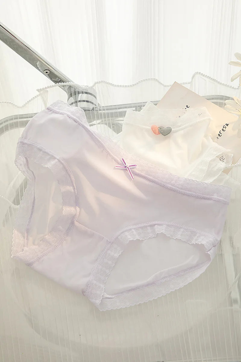 L-XL Women's Underwear Panty Sexy Lace Panties Girls' Fashion Ice Silk Briefs Middle Waist Seamless Underpants Female Lingerie luvshop24
