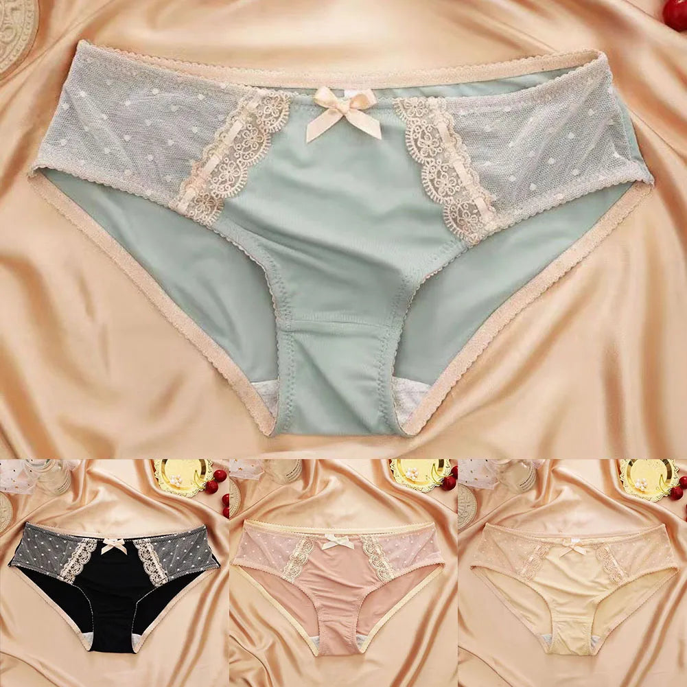 Lace Briefs Sexy Panties For Women Ice Silk Panties Large Underwear Women's Seamless Feminino Lingerie Female Elastic Underpants luvshop24