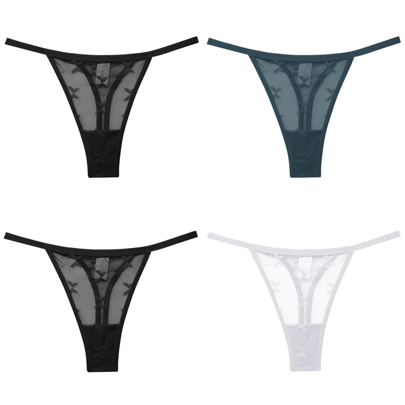 4Pcs Lace Bikini Panties Women Sexy Thongs Lace G-string Underpants S-XL Ladies Comfortable T-Back Underwear Sexy Lingerie 2022 luvshop24