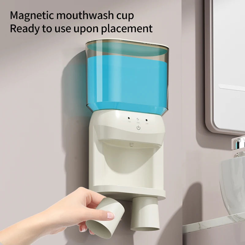 1Pcs Mouthwash Container, Automatic Sensor Mouthwash Machine, No Punching Smart Oral Cleaning, Wall-Mounted Mouthwash Rack, USB Charging with 2 Mouthwash Cups luvshop24