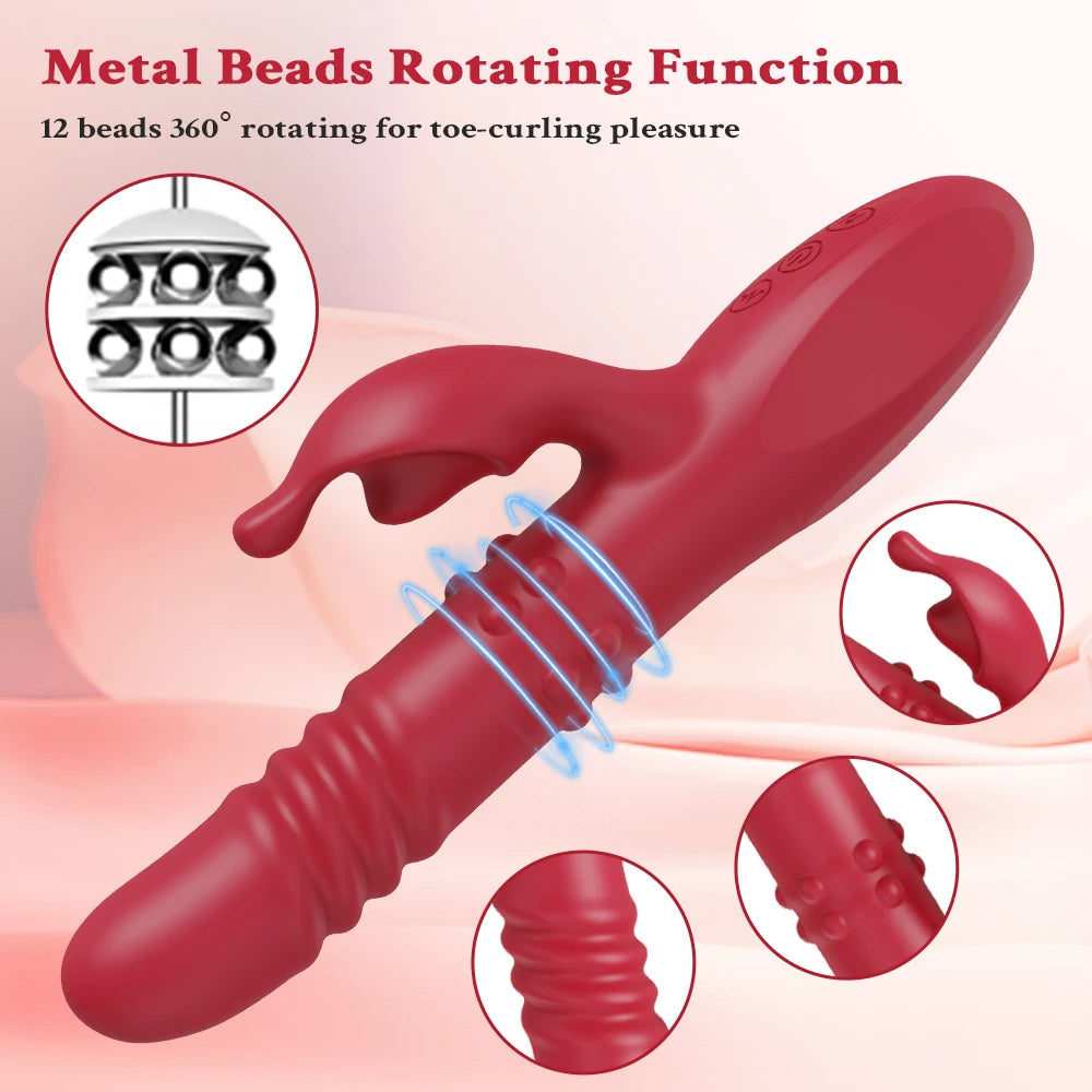 Rabbit Vibrator For Women Powerful G Spot Telescopic Rotating Clitoris Vagina Stimulator Female Masturbator For Adult Sexy Toys luvshop24