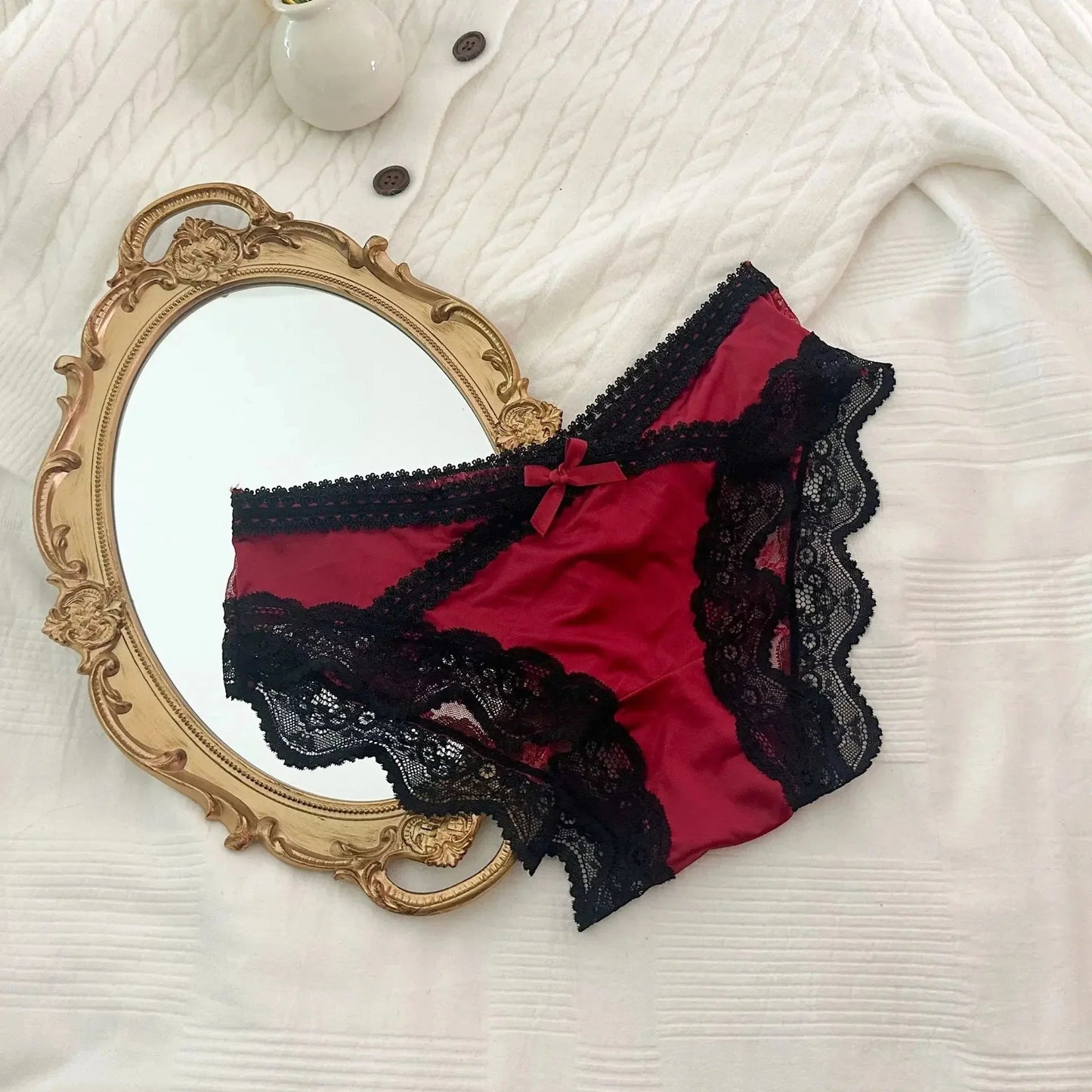 French Lace Underwear Pure Cotton Crotch Satin Sexy Triangle Panties Women's Innerwear Comfortable Breathable Ladies Briefs luvshop24