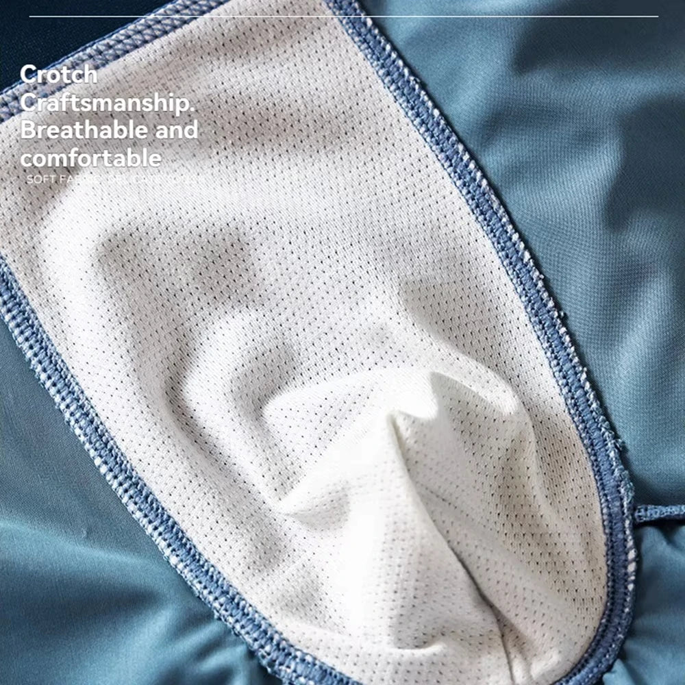 1/3Pcs Breathable Thin Satin Silk Boxer Briefs Seamless Mid Waist Ice Silk Boxers Underpants Smooth Underwear for Men Daily luvshop24
