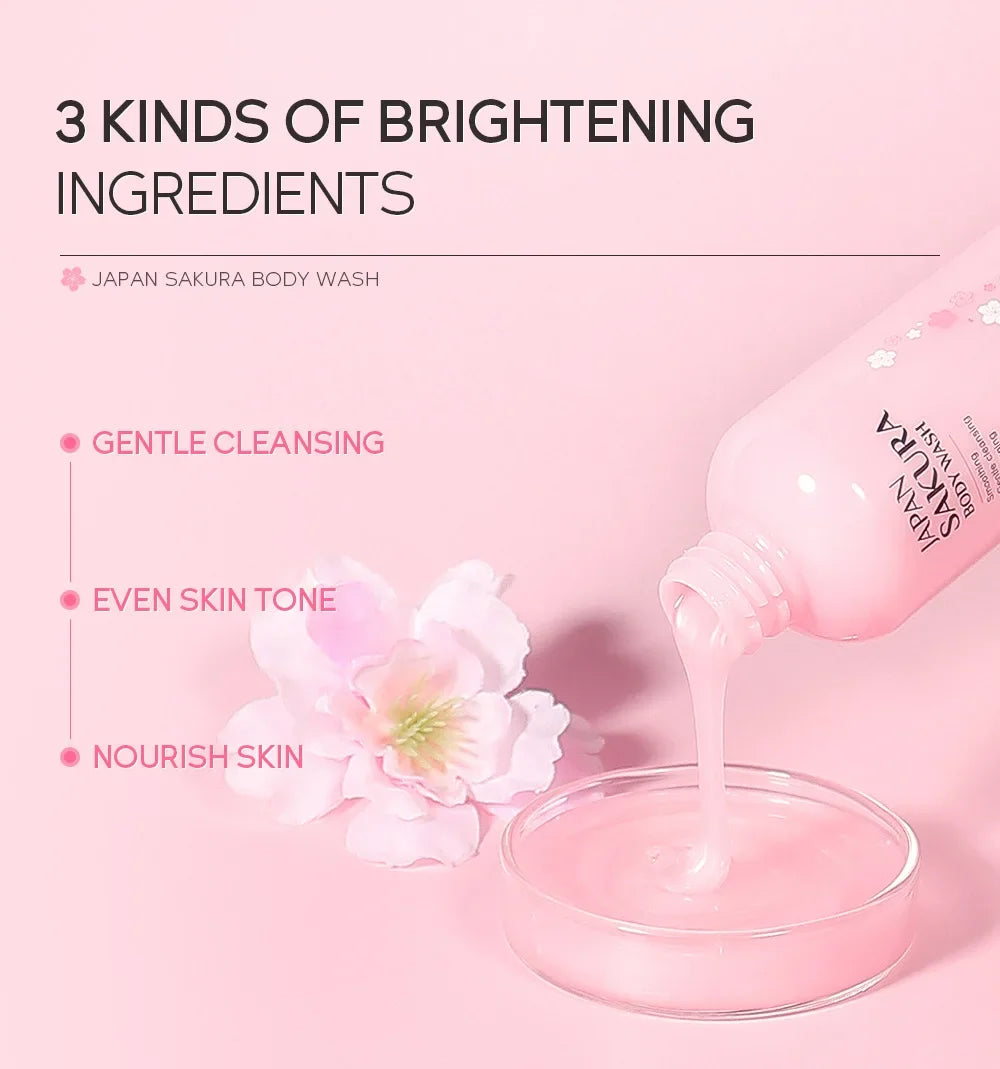 LAIKOU Sakura Shower Gel Long Moisturizing Smooth Long Lasting Fragrance Gentle Foam Body Cleansing Bath Product 200ml luvshop24