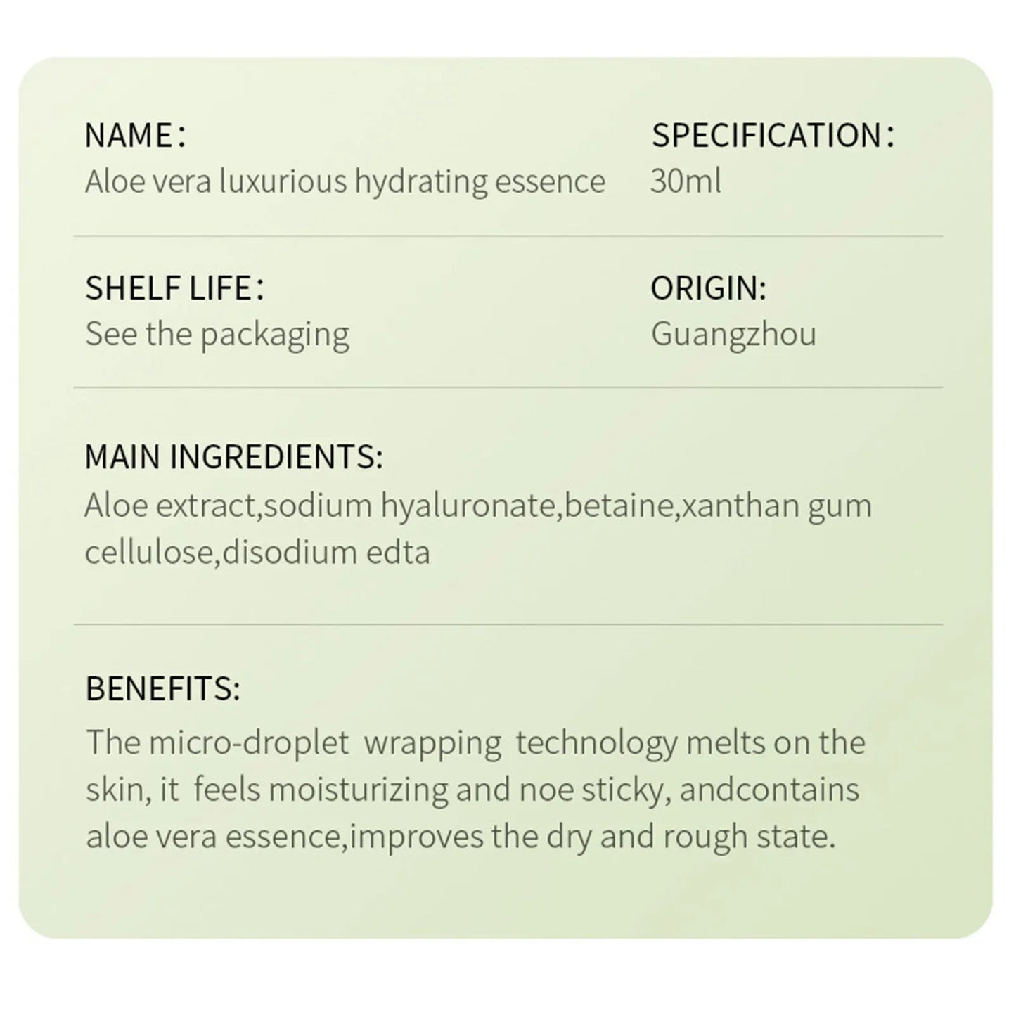 Organic Aloe Vera Gel 30ML Aloe Vera Luxurious Moisturizing Essence Aloe Vera Hydrating Serums Infuses Skin With Moisture And luvshop24