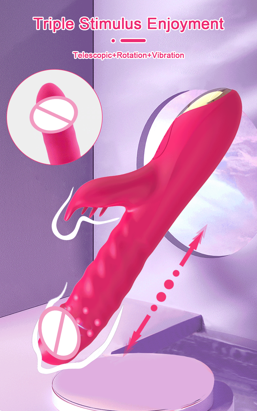 Rabbit Vibrator For Women Powerful G Spot Telescopic Rotating Clitoris Vagina Stimulator Female Masturbator For Adult Sexy Toys luvshop24