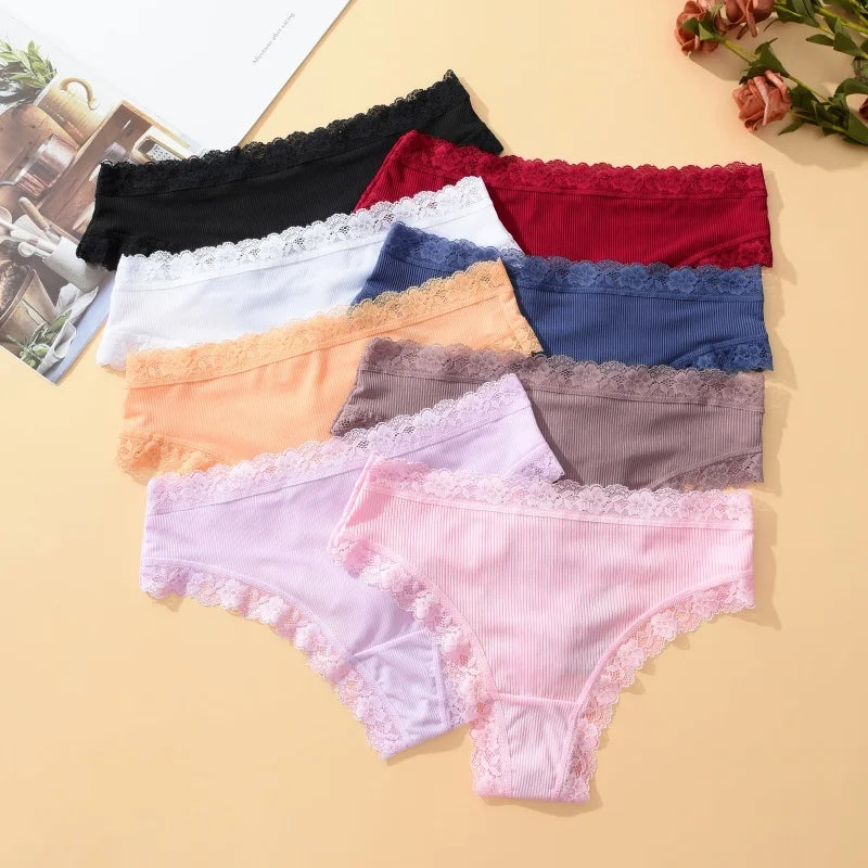 6PCS/Set Sexy Lace Panties for Women Low Waist G-String Underwear Ladies Sexy T-Back Bikini Female Breathable Lingerie Plus Size luvshop24