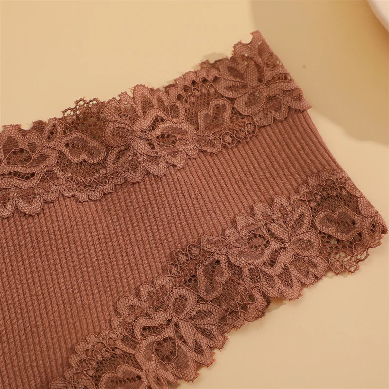 5Pcs/set Women Cotton Panties Floral Lace Intimate Underwear Trendy Patchwork Lace Briefs Female Soft Underpants Lingerie S-XL luvshop24